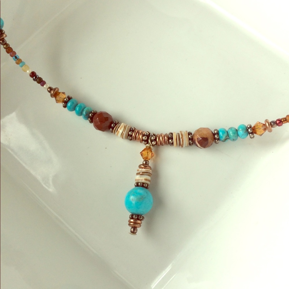 Turquoise Earring and Necklace Set--Handmade